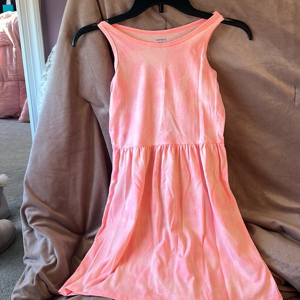Girls caters peach and while tye dye tank dress size 10